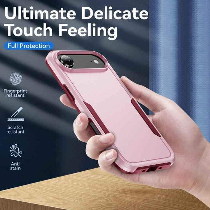 For iPhone 17 Air Pioneer Armor Heavy Duty PC + TPU Phone Case(Pink+Rose Red)
