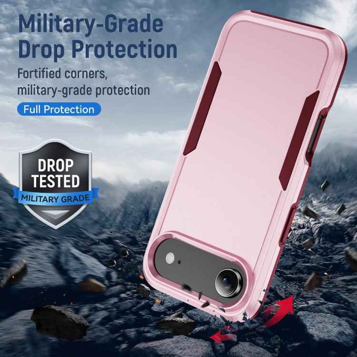 For iPhone 17 Air Pioneer Armor Heavy Duty PC + TPU Phone Case(Pink+Rose Red)