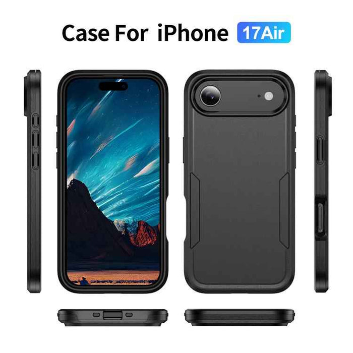 For iPhone 17 Air Pioneer Armor Heavy Duty PC + TPU Phone Case(Black)