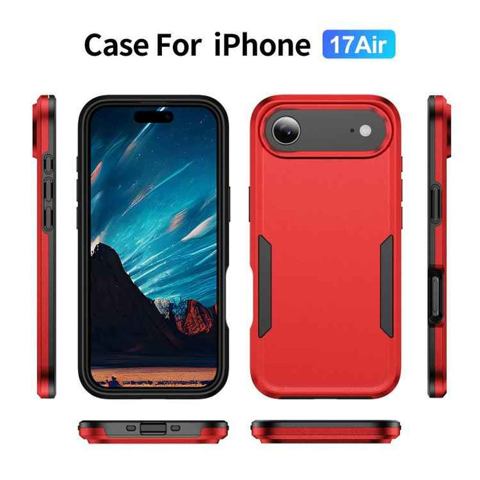 For iPhone 17 Air Pioneer Armor Heavy Duty PC + TPU Phone Case(Red+Black)
