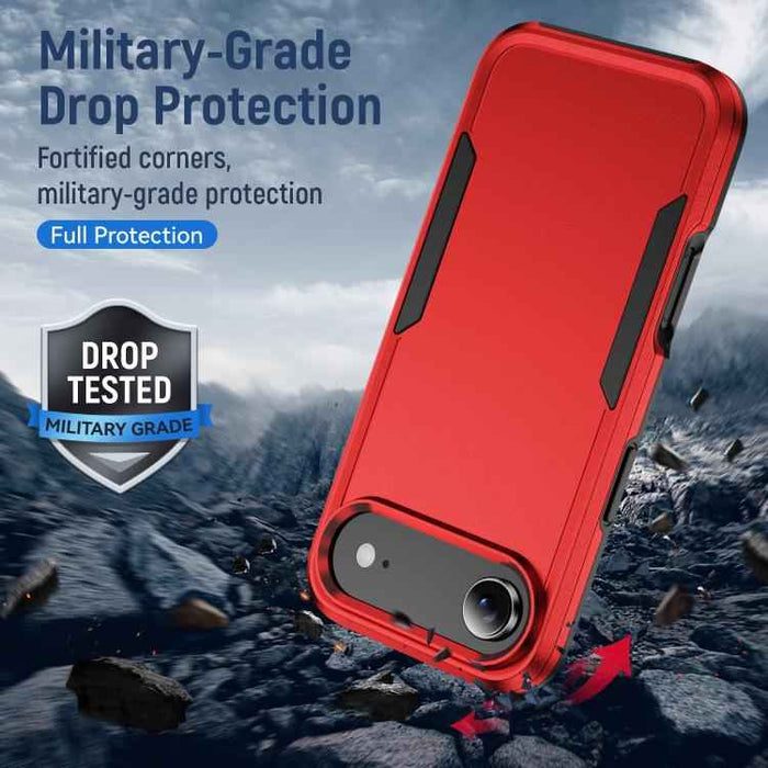 For iPhone 17 Air Pioneer Armor Heavy Duty PC + TPU Phone Case(Red+Black)