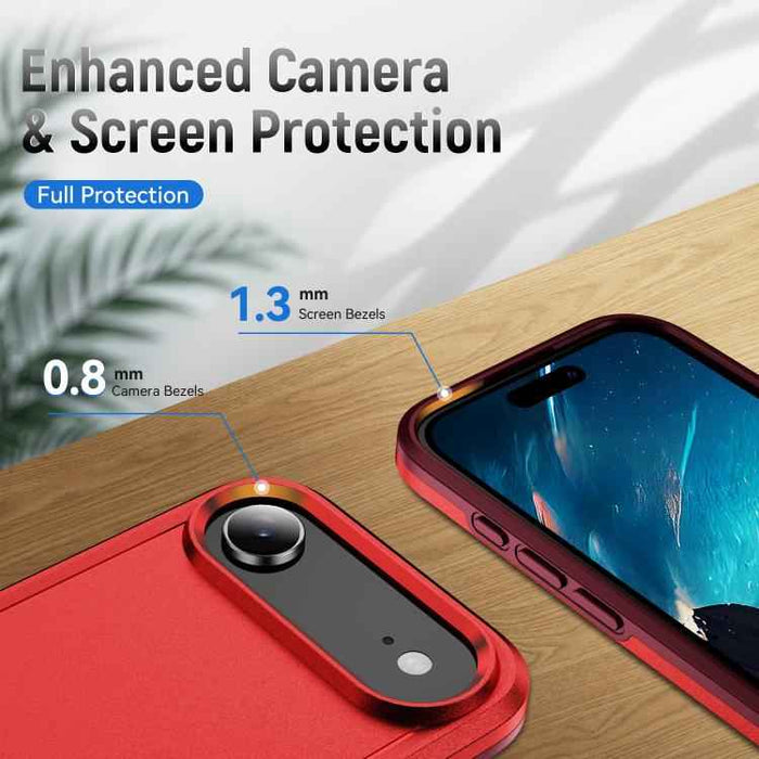 For iPhone 17 Air Pioneer Armor Heavy Duty PC + TPU Phone Case(Red+Rose Red)
