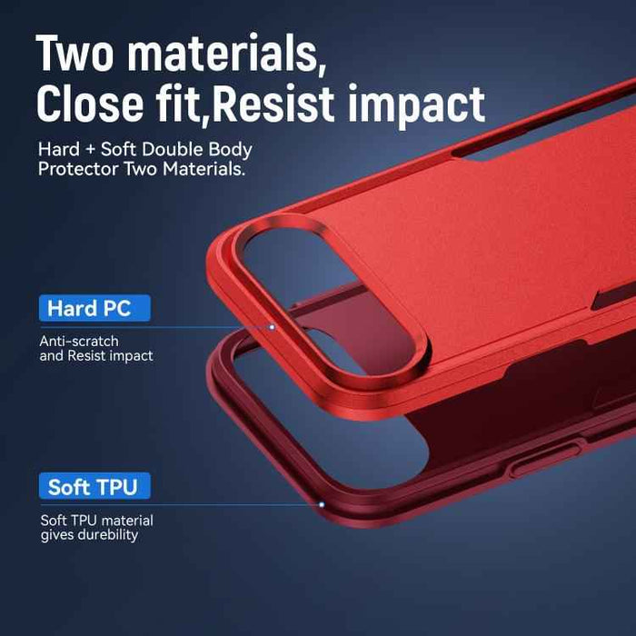 For iPhone 17 Air Pioneer Armor Heavy Duty PC + TPU Phone Case(Red+Rose Red)