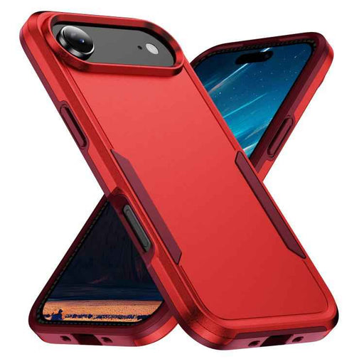 For iPhone 17 Air Pioneer Armor Heavy Duty PC + TPU Phone Case(Red+Rose Red)