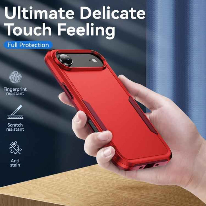 For iPhone 17 Air Pioneer Armor Heavy Duty PC + TPU Phone Case(Red+Rose Red)