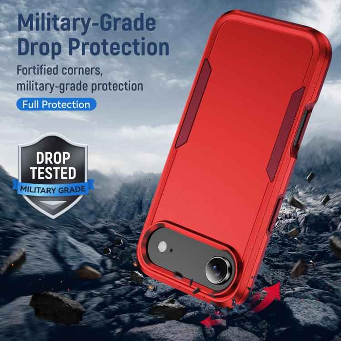 For iPhone 17 Air Pioneer Armor Heavy Duty PC + TPU Phone Case(Red+Rose Red)