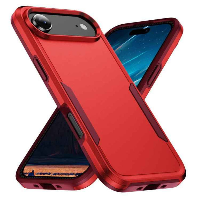 For iPhone 17 Air Pioneer Armor Heavy Duty PC + TPU Phone Case(Red+Rose Red)