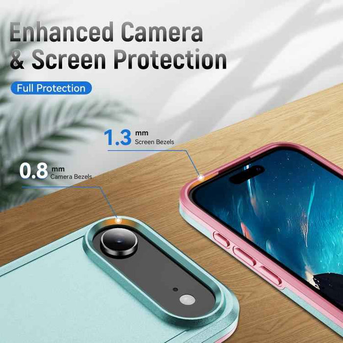 For iPhone 17 Air Pioneer Armor Heavy Duty PC + TPU Phone Case(Green+Pink)