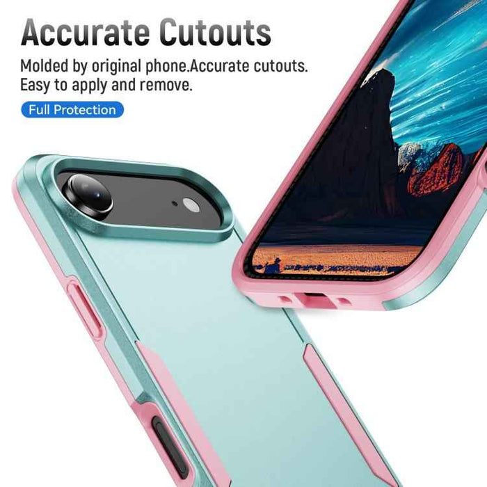 For iPhone 17 Air Pioneer Armor Heavy Duty PC + TPU Phone Case(Green+Pink)