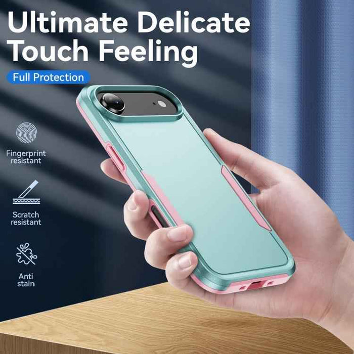 For iPhone 17 Air Pioneer Armor Heavy Duty PC + TPU Phone Case(Green+Pink)