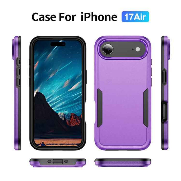 For iPhone 17 Air Pioneer Armor Heavy Duty PC + TPU Phone Case(Purple+Black)