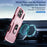 For iPhone 17 Pro Max Pioneer Armor Heavy Duty PC + TPU Phone Case with Holder(Pink+Rose Red)