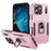 For iPhone 17 Pro Max Pioneer Armor Heavy Duty PC + TPU Phone Case with Holder(Pink+Rose Red)