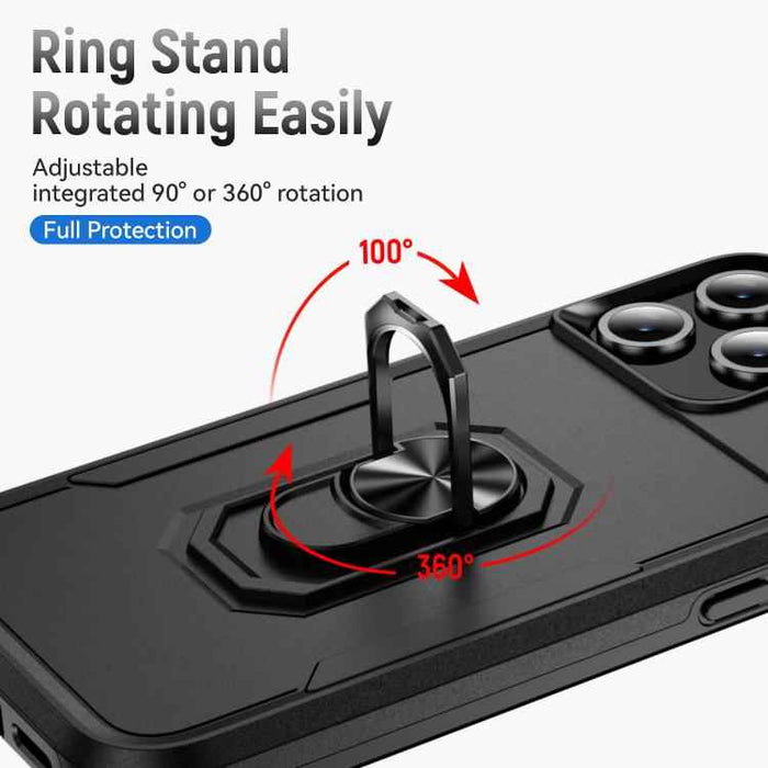 For iPhone 17 Pro Max Pioneer Armor Heavy Duty PC + TPU Phone Case with Holder(Black)