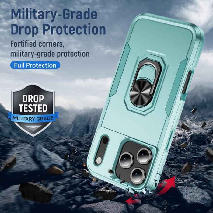 For iPhone 17 Pro Max Pioneer Armor Heavy Duty PC + TPU Phone Case with Holder(Green)