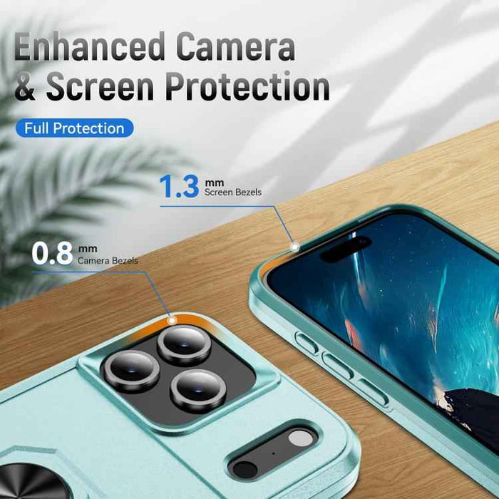 For iPhone 17 Pro Max Pioneer Armor Heavy Duty PC + TPU Phone Case with Holder(Green)