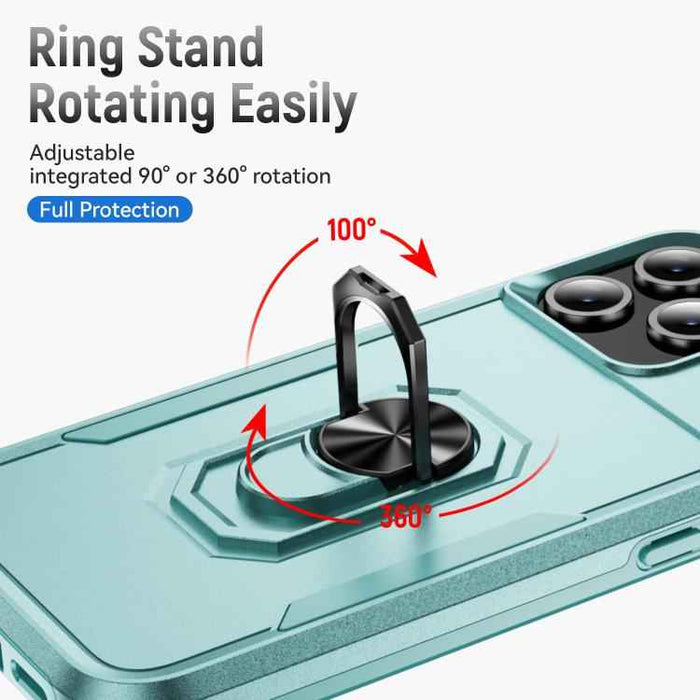 For iPhone 17 Pro Max Pioneer Armor Heavy Duty PC + TPU Phone Case with Holder(Green)