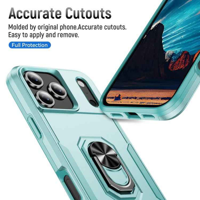 For iPhone 17 Pro Max Pioneer Armor Heavy Duty PC + TPU Phone Case with Holder(Green)