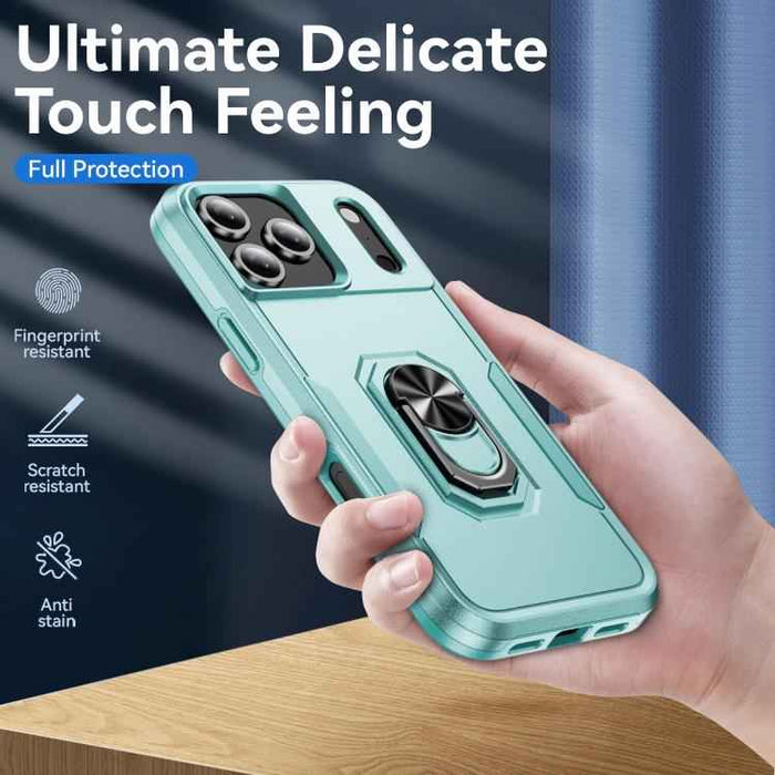 For iPhone 17 Pro Max Pioneer Armor Heavy Duty PC + TPU Phone Case with Holder(Green)