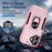 For iPhone 17 Pioneer Armor Heavy Duty PC + TPU Phone Case with Holder(Pink+Rose Red)