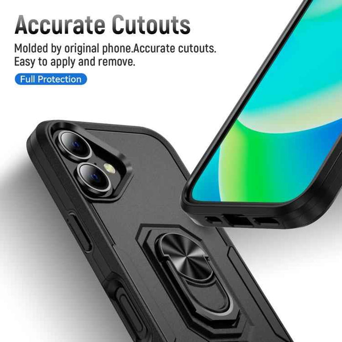 For iPhone 17 Pioneer Armor Heavy Duty PC + TPU Phone Case with Holder(Black)