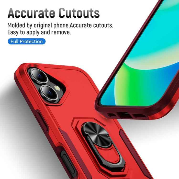 For iPhone 17 Pioneer Armor Heavy Duty PC + TPU Phone Case with Holder(Red+Rose Red)