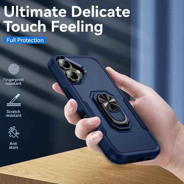 For iPhone 17 Pioneer Armor Heavy Duty PC + TPU Phone Case with Holder(Blue)