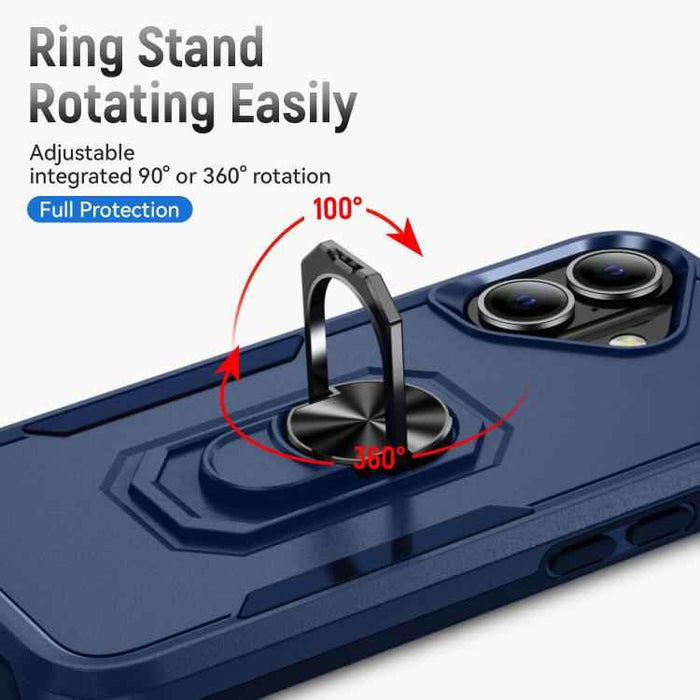 For iPhone 17 Pioneer Armor Heavy Duty PC + TPU Phone Case with Holder(Blue)
