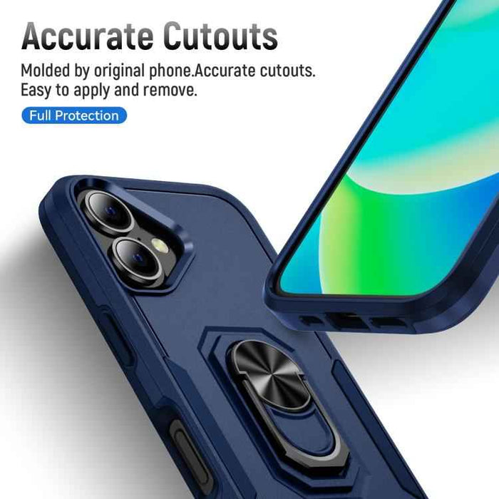 For iPhone 17 Pioneer Armor Heavy Duty PC + TPU Phone Case with Holder(Blue)