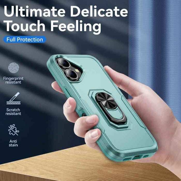 For iPhone 17 Pioneer Armor Heavy Duty PC + TPU Phone Case with Holder(Green)