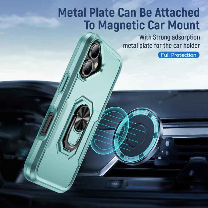 For iPhone 17 Pioneer Armor Heavy Duty PC + TPU Phone Case with Holder(Green)