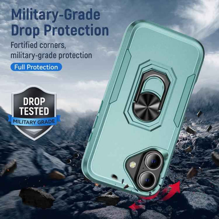 For iPhone 17 Pioneer Armor Heavy Duty PC + TPU Phone Case with Holder(Green)