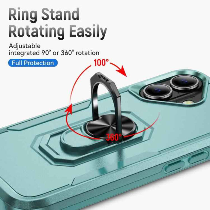 For iPhone 17 Pioneer Armor Heavy Duty PC + TPU Phone Case with Holder(Green)