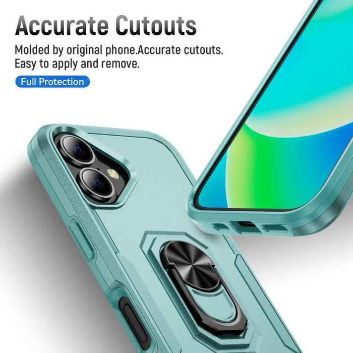 For iPhone 17 Pioneer Armor Heavy Duty PC + TPU Phone Case with Holder(Green)