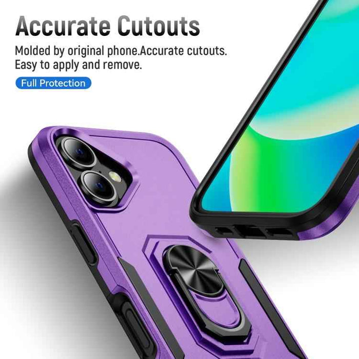 For iPhone 17 Pioneer Armor Heavy Duty PC + TPU Phone Case with Holder(Purple+Black)