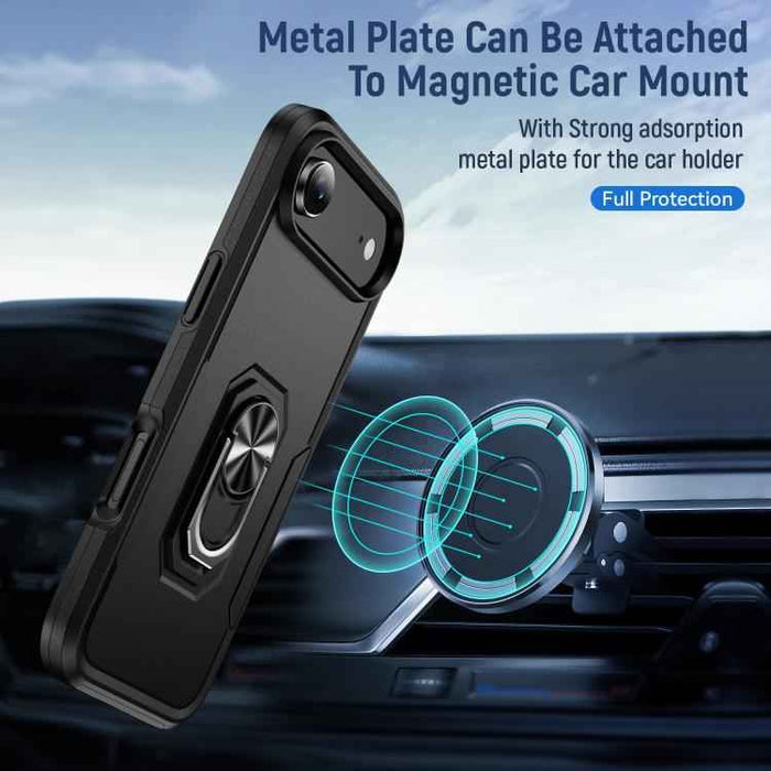 For iPhone 17 Air Pioneer Armor Heavy Duty PC + TPU Phone Case with Holder(Black)