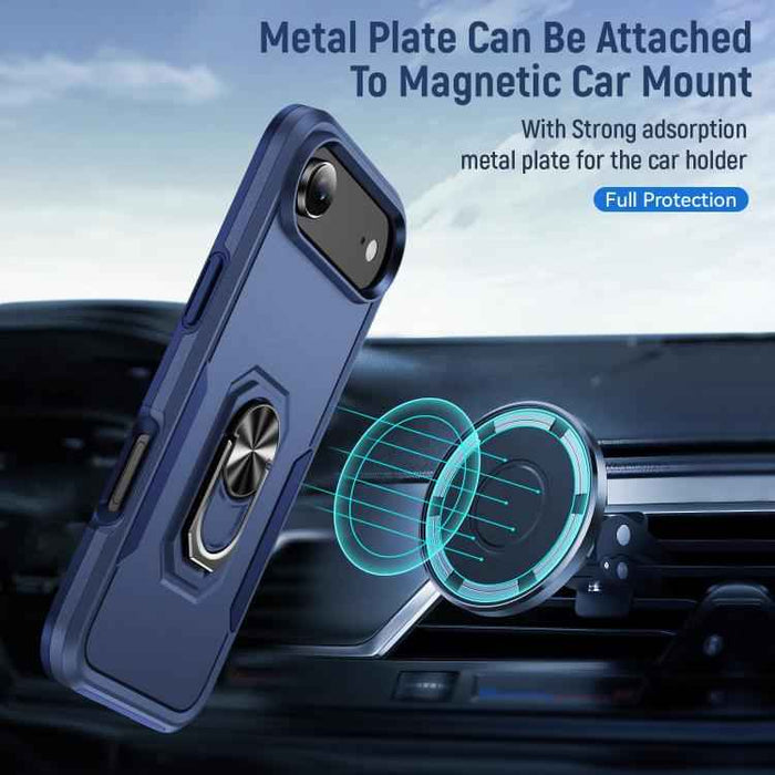 For iPhone 17 Air Pioneer Armor Heavy Duty PC + TPU Phone Case with Holder(Blue)