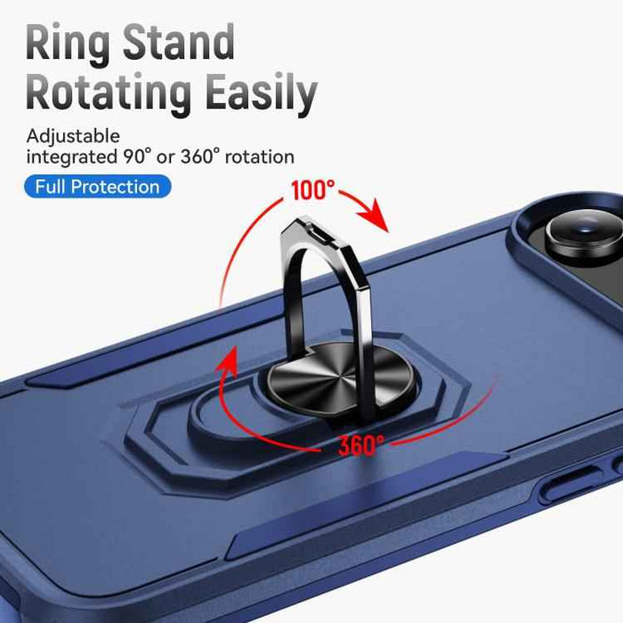 For iPhone 17 Air Pioneer Armor Heavy Duty PC + TPU Phone Case with Holder(Blue)