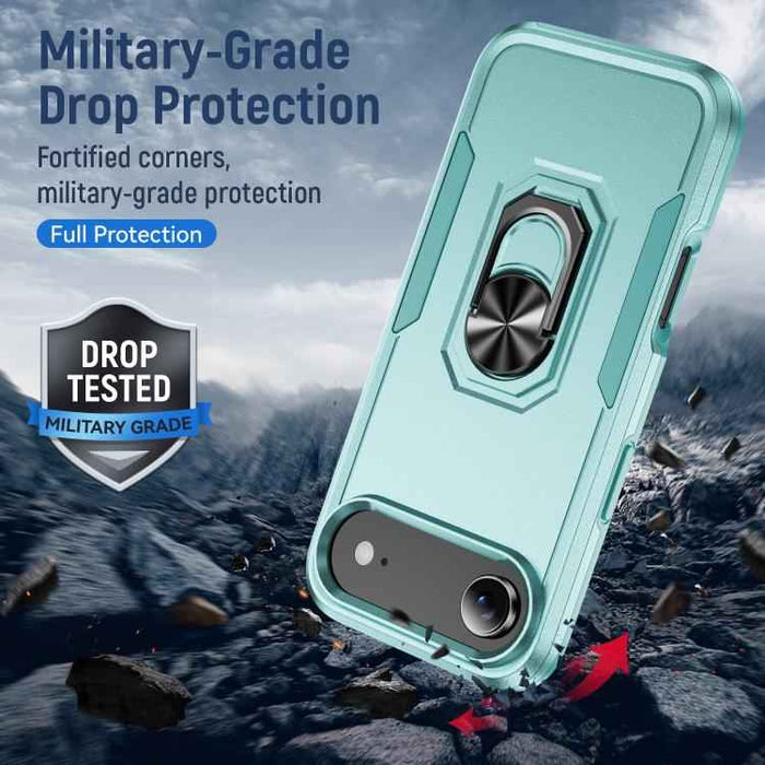 For iPhone 17 Air Pioneer Armor Heavy Duty PC + TPU Phone Case with Holder(Green)