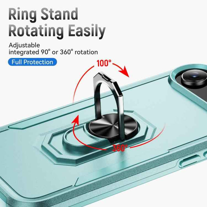 For iPhone 17 Air Pioneer Armor Heavy Duty PC + TPU Phone Case with Holder(Green)