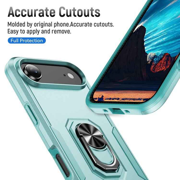 For iPhone 17 Air Pioneer Armor Heavy Duty PC + TPU Phone Case with Holder(Green)