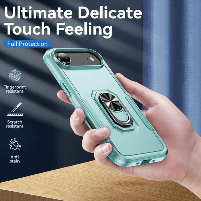 For iPhone 17 Air Pioneer Armor Heavy Duty PC + TPU Phone Case with Holder(Green)