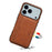 For iPhone 17 Pro Max Denior D08 PU Single Card Slot Holder Phone Case(Brown)