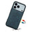 For iPhone 17 Pro Max Denior D08 PU Single Card Slot Holder Phone Case(Blue)