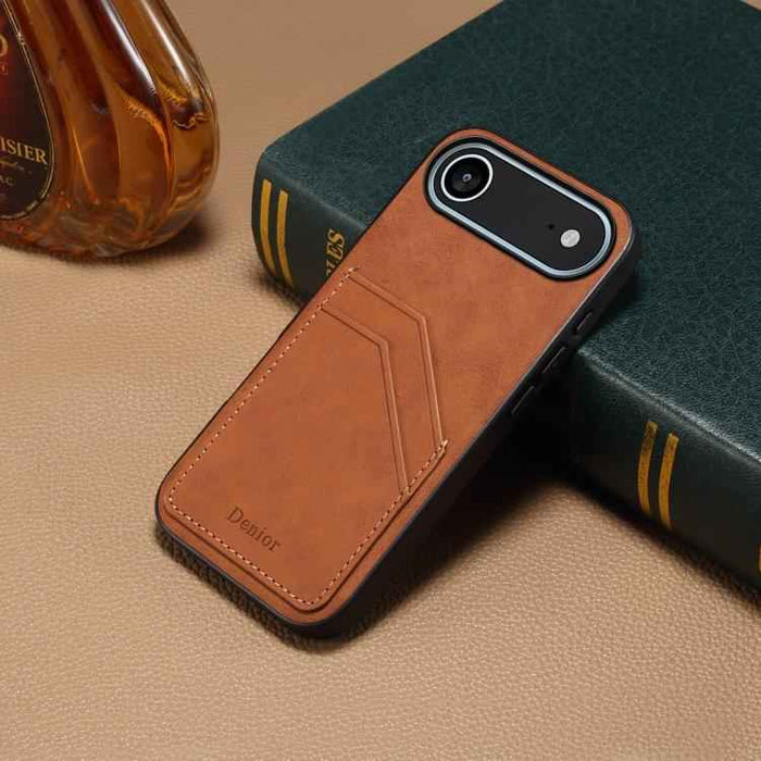 For iPhone 17 Air Denior D09 PU Dual Card Slot Back Cover Phone Case(Brown)