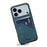 For iPhone 17 Pro Max Denior D09 PU Dual Card Slot Back Cover Phone Case(Blue)