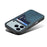 For iPhone 17 Pro Max Denior D09 PU Dual Card Slot Back Cover Phone Case(Blue)