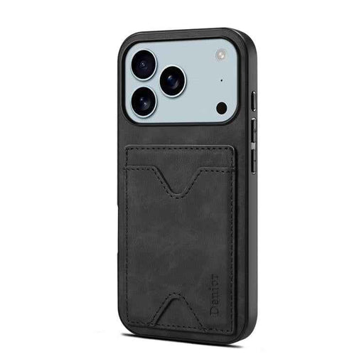 For iPhone 17 Pro Max Denior D06 PU Back Cover Card Slot Holder Phone Case(Black)