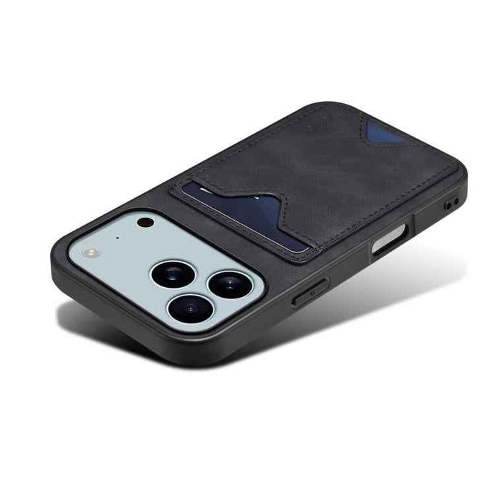 For iPhone 17 Pro Max Denior D06 PU Back Cover Card Slot Holder Phone Case(Black)