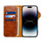 For iPhone 16 Pro Max Denior B01 Oil Wax Cowhide Magnetic Button Genuine Leather Case(Brown)